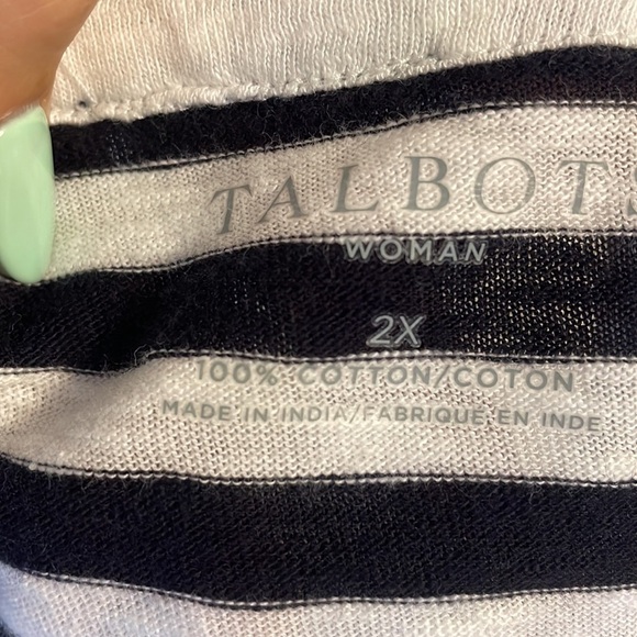 TALBOTS ocean city nautical stripe women’s TUNIC embroidered 3/4 sleeve chic 2X - Picture 7 of 10